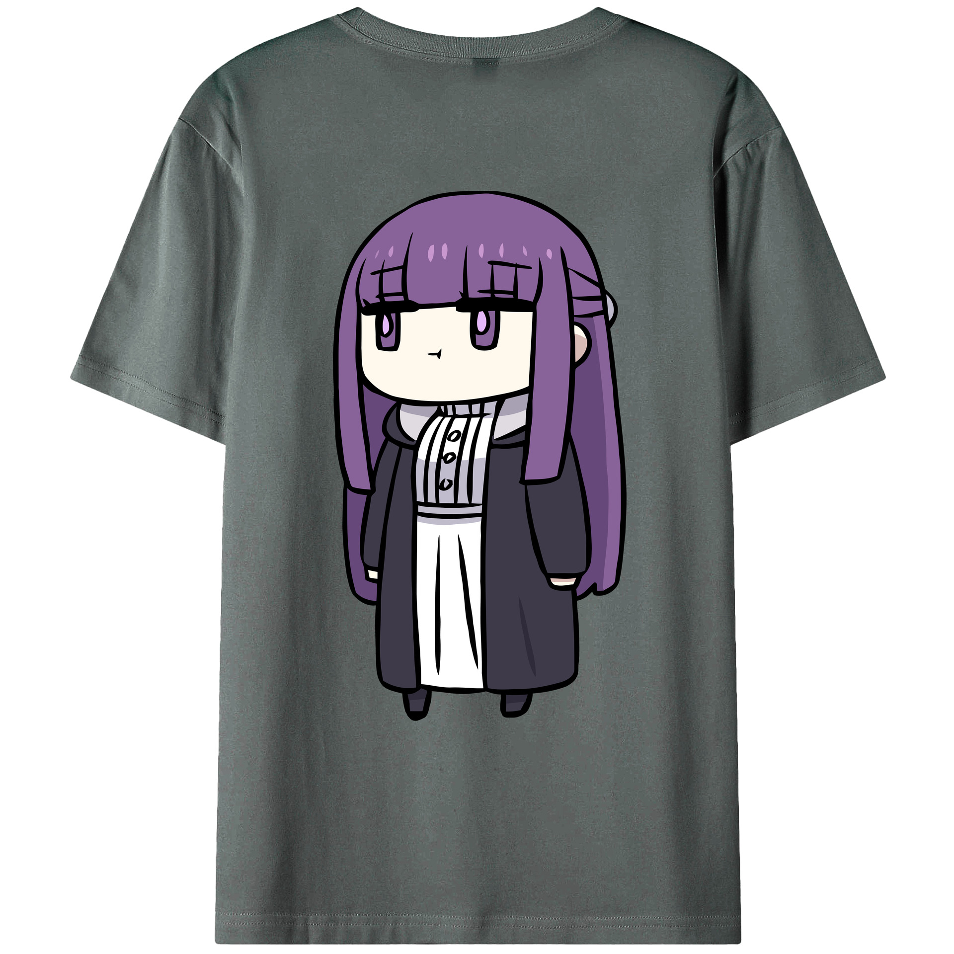 （画像用） 葬送のフリーレン Frieren 綿100％ メンズ半袖Tシャツ（バックプリント） 通気性
